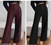 Lycra bell bottom trousers for women, solid net, Indian-made fashion pant (size 28/32)